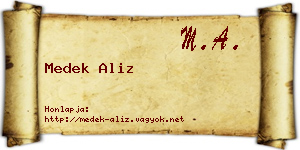 Medek Aliz névjegykártya
